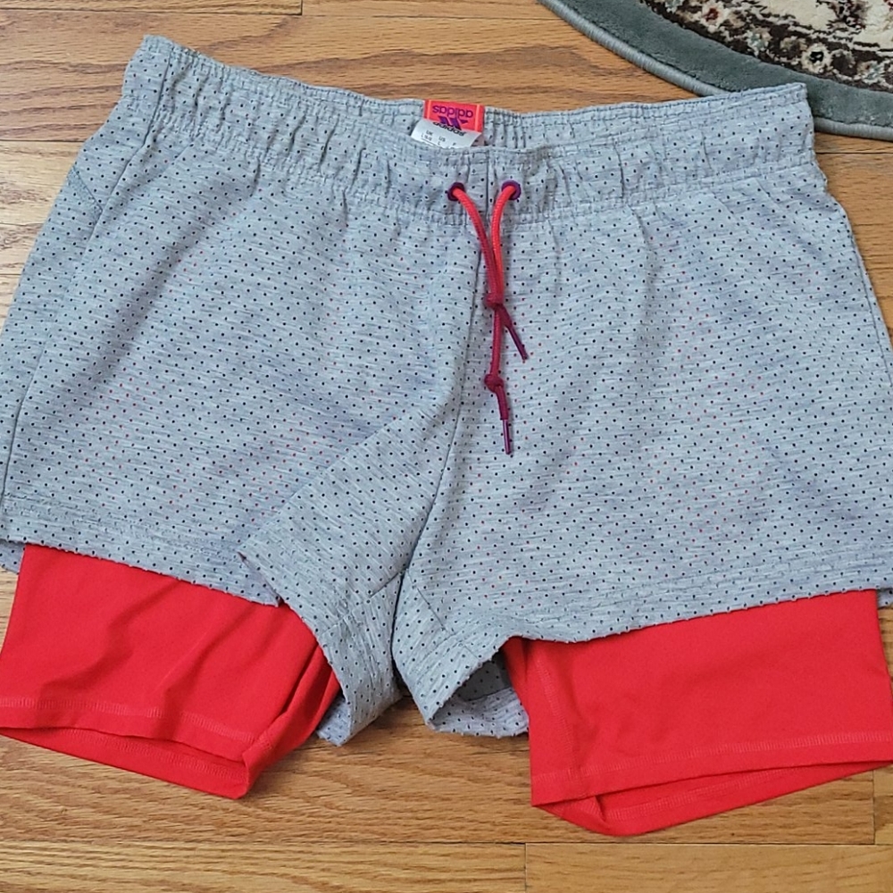 Adidas 2 in 1 perforated bike shorts women's L